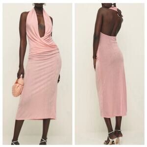 Reformation Consuela Knit Halter Dress Draped Neckline XL